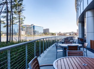 Cable railing on concrete dinning area - The Woodlands, TX