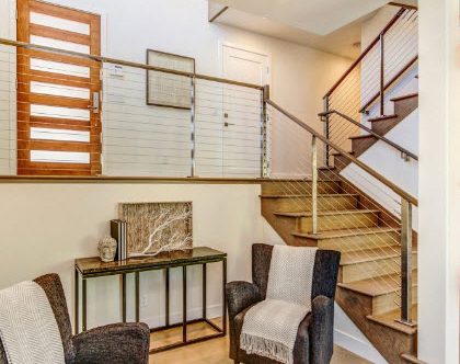 Interior Stainless steel cable railing on cat walk and staircase