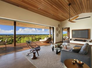 Tropical Modern home with ocean view from living room