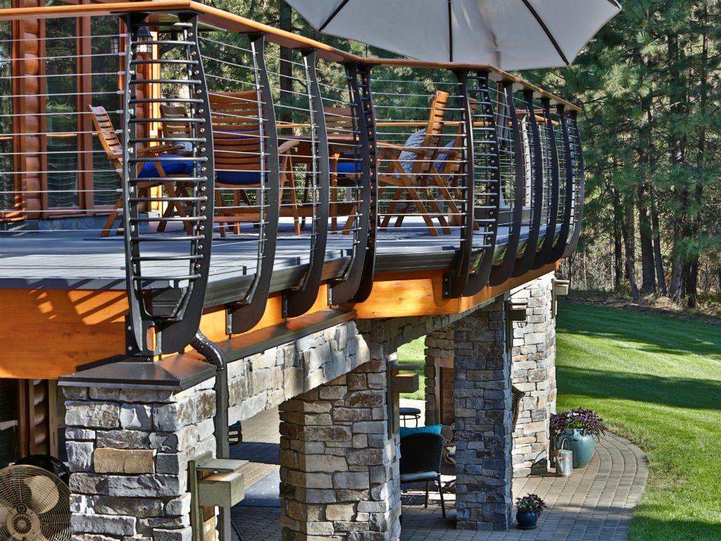 stone pillars supporting the deck