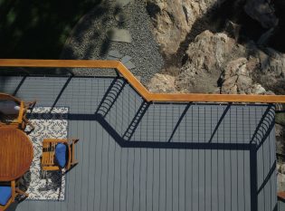 Aerial view of deck and railing