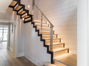Floating Staircase with Oak treads and LED lighting