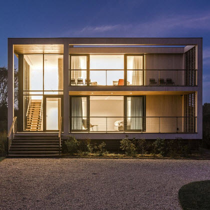 Modern Cable and Glass Staircase Railing Montauk, NY