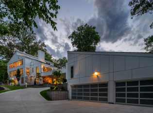 Modern home with exterior cable railing system.