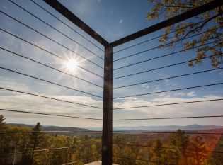 Slim corner post on exterior deck