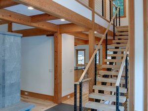 Straight double stringer stairs by Keuka Studios