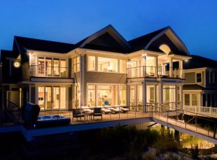 View of Rehoboth Beach house at dusk.