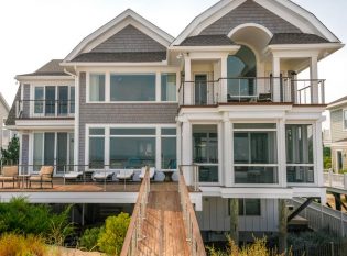 Beach house with cable railing system. 