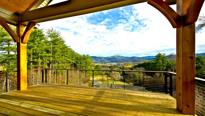 Timber deck with cable railing