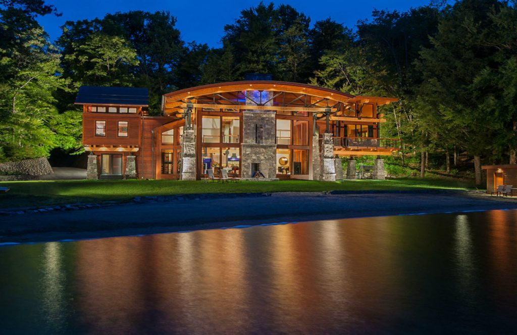 Adirondack home with lakeview deck. 