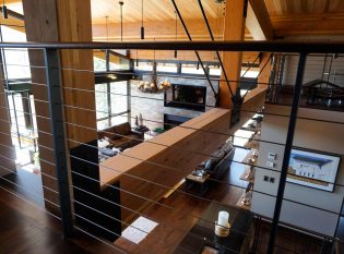 Exposed beam architecture and modern cable railing system