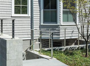 Exterior staircase with stainless steel cable railing