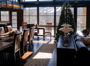 Luxury home interior with view of Vermont mountains