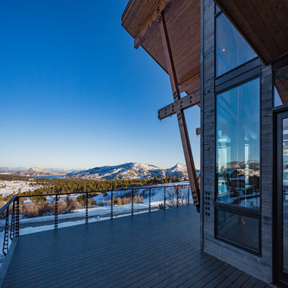 Industrial Cable Railing Deck with Mountain View