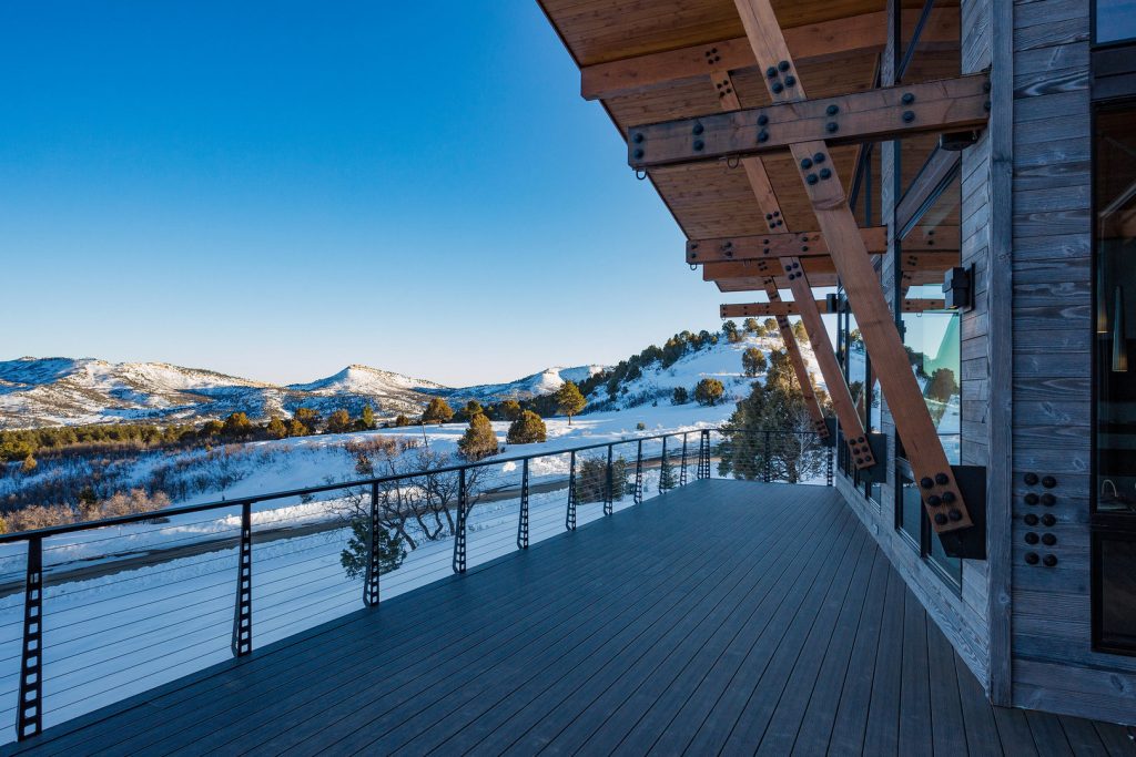 Large cable railing deck with view of mountains in Durango, CO