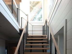 L shaped floating stairs by Keuka Studios