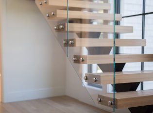 Glass stair railing