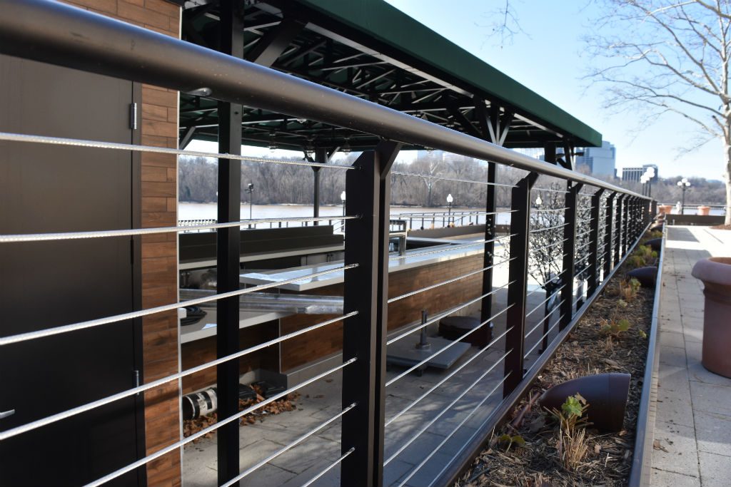 Led Lighted railing on exterior bar railing