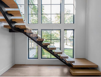 Riverside, CT - Floating Stair, Glass Railing