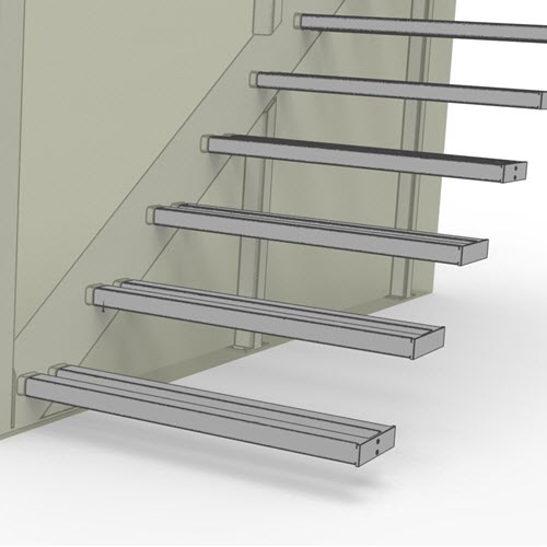 Hidden stringer cantilevered tread support