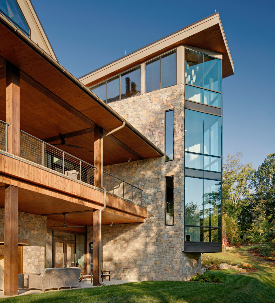 Deck cable railings system on corporate retreat center