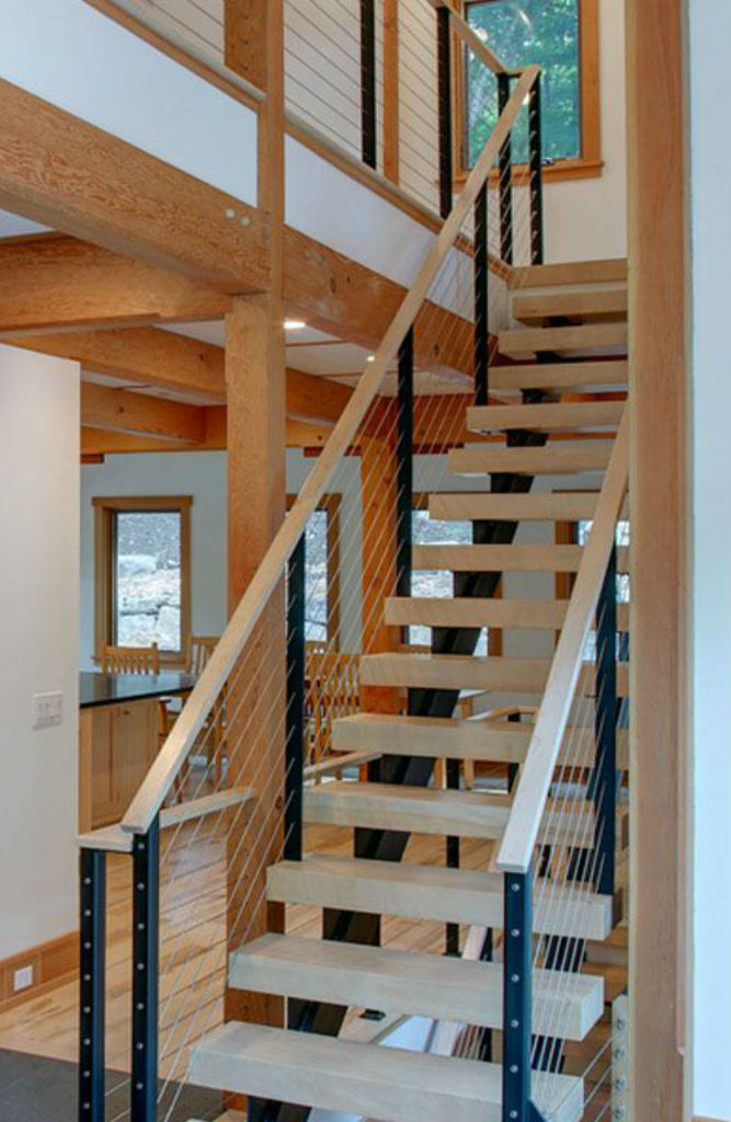 Maple staircase with maple handrail.