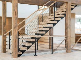 Rustic Timber Structure with Black cable railing system