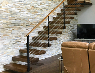 Shelton, CT - Cantilevered Stair, Cable Railing