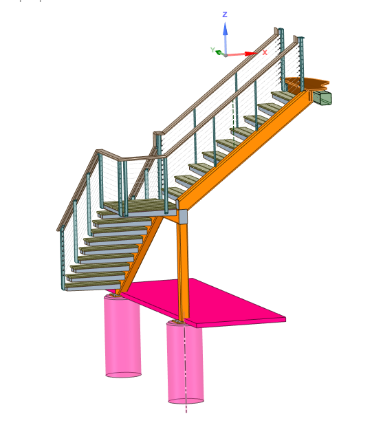 Rendering showing the structure of cantilever stairs