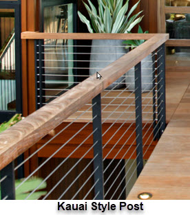 Kauai style straight railing posts with slim design