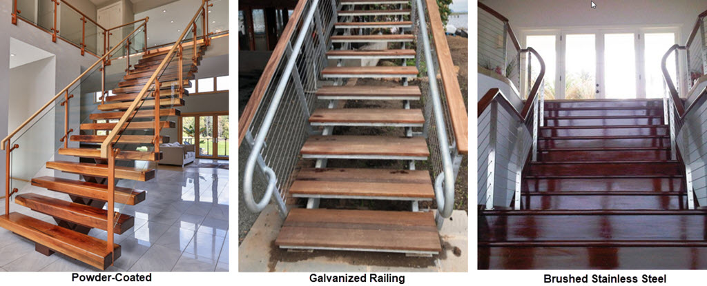 Powder Coat, galvanized and stainless railing finishes