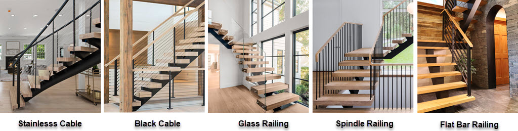 Cable, Black Cable, Glass, Spindle and flat bar stair railings