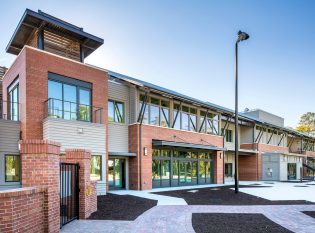 Modern Boat Launch Building with Commercial Cable Railings 