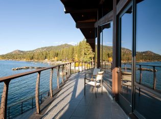 Keuka curved cable railing system on Villa Harrah Lake Tahoe