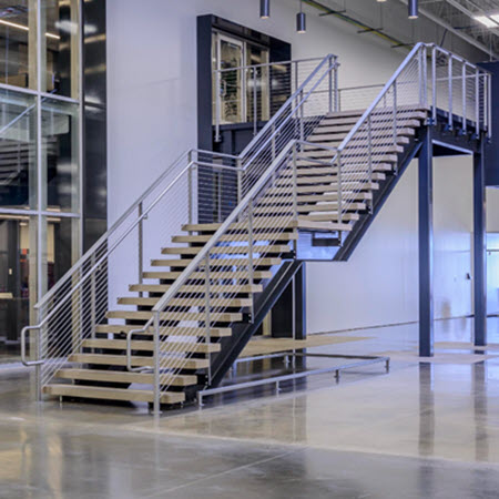 Wide Commercial Stair and Railings with ADA compliant hand rails