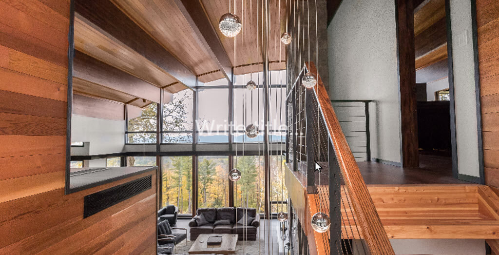 Rustic Modern Home Interior with Black Cable Railings