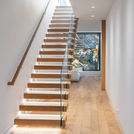 Cantilever Stairs with Glass Railing – La Jolla, CA