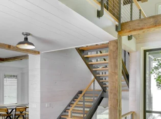 Ithaca style staricase switchback cable railing