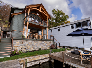 Double decks with stairs and curved fascia mounted cable railing
