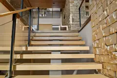 Glass Railing on Floating Stair with hidden hardware Keuka Studiosjpg