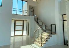 Entry Modern Glass Stair Railing with Steel Frame -  Keuka Studios