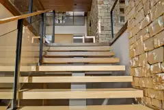 Glass Railing on Floating Stair with hidden hardware Keuka Studiosjpg